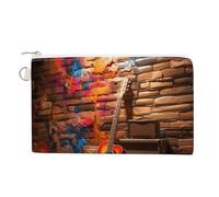 FekiLoot Abstract Guitar Coin Purse,Travel Portable Keychain Wallet Canvas Coin Wallets Mini Zipper Tool Bag Lightweight Change Purse