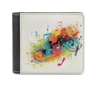 FekiLoot Abstract Music Themed Leather Wallet for Women&Men Billfold Purse Credit Card Holder Slim Bifold Wallet Front Pocket Wallets