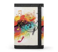 FekiLoot Abstract Music Themed Wallet for Men Slim Minimalist Trifold Wallet with ID Window And Credit Card Holder