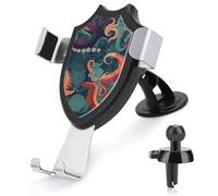 FekiLoot Abstract Octopus Car Phone Holder Mount Strongest Suction & Clip Cell Phone Mount for Dashboard Windshield Vent Fits 4-6" Phones (Straight Vent Only)