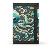 FekiLoot Abstract Octopus Men's Wallet Extra Capacity Trifold Wallet Thin & Stylish Trifold Card Holder with ID Window