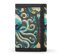 FekiLoot Abstract Octopus Trifold Wallet Slim Credit Card Holder Stylish Trifold Billfold Minimalist Front Pocket Friendly Purses