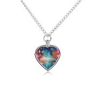 FekiLoot Abstract Oil Painting Cremation Urn Necklace for Ashes Keepsake Stainless Steel Memorial Pendant Pet Cremation Jewelry for Ashes for Dog/Cat Memorial Locket Urn Necklace Women Men