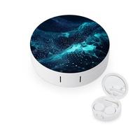 FekiLoot Abstract Polygonal Space Contact Lens Cases, Cute Contact Lenses Lens Box Set Outdoor Mini Contact Lens Soak Storage Kit with Mirror Daily Vision Care And Outdoor Use