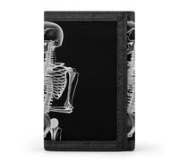 FekiLoot Abstract X-ray Skull Skeleton Playing Guitar Wallet for Men Slim Minimalist Trifold Wallet with ID Window And Credit Card Holder