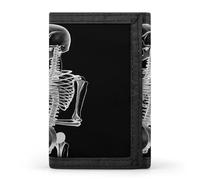 FekiLoot Abstract X-ray Skull Skeleton Playing Guitar Wallet Minimalist Front Pocket Slim Credit Card Holder Stylish Trifold Wallet for Men Women