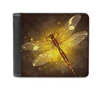 FekiLoot Abstract Yellow Dragonfly Wallet Fashionable Slim Leather Wallet with Multiple Card Slots And Hidden Compartments Wallets