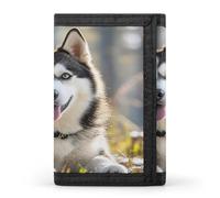 FekiLoot Adorable Huskies Men's Wallet Extra Capacity Trifold Wallet Thin & Stylish Trifold Card Holder with ID Window