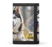 FekiLoot Adorable Huskies Trifold Wallet Slim Credit Card Holder Stylish Trifold Billfold Minimalist Front Pocket Friendly Purses