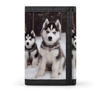 FekiLoot Adorable Huskies Trifold Wallet Slim Minimalist Front Pocket Men's Passcase Wallet Credit Card Holder