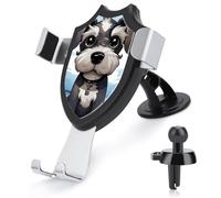 FekiLoot Adorable Schnauzer Car Phone Mount for Dashboard/Vent/Windshield Auto-Clamping Gravity Sensor Truck Stand Cradle 90° Rotation Phone Holder Fits 4-6" Phones