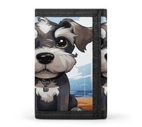 FekiLoot Adorable Schnauzer Trifold Wallet Slim Minimalist Front Pocket Men's Passcase Wallet Credit Card Holder