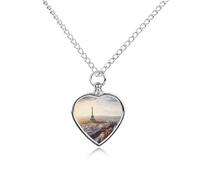 FekiLoot Aerial View of Paris Cityscape Cremation Urn Necklace for Ashes Keepsake Stainless Steel Memorial Pendant Pet Cremation Jewelry for Ashes for Dog/Cat Memorial Locket Urn Necklace Women Men
