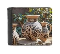 FekiLoot Africa Ethnic Pottery Wallet Large Capacity Slim Bifold Wallet with Multiple Card Slots PU Leather Men Purse