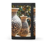 FekiLoot Africa Ethnic Pottery Wallet Portable Tri Fold Wallet with Zipper Coin Purse for Women Credit Car