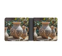 FekiLoot Africa Ethnic Pottery Wallet Slim PU Bifold Design Wallet with Multiple Card Slots Wallets Extra Capacity Pocket Wallets