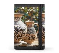 FekiLoot Africa Ethnic Pottery Wallet Slim Trifold Wallets with Multiple Card Slots Credit Card Holder Pocket Coin Purse