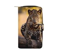 FekiLoot Africa Nature Leopard Wallet Large Capacity Travel Double Fold Wallets Portable Zipper Leather Purse for Women Men