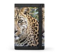 FekiLoot African Animal Leopard Men's Wallet Extra Capacity Trifold Wallet Thin & Stylish Trifold Card Holder with ID Window