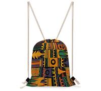 FekiLoot African Ethnic Pattern Drawstring Backpack Sports Gym Bag Drawstring Bags Foldable Backpack for Women Men