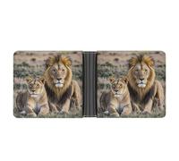 FekiLoot African Lion And Lioness Wallet Slim PU Bifold Design Wallet with Multiple Card Slots Wallets Extra Capacity Pocket Wallets