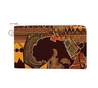 FekiLoot African Map Ethnic Pattern Coin Purse,Travel Portable Keychain Wallet Canvas Coin Wallets Mini Zipper Tool Bag Lightweight Change Purse