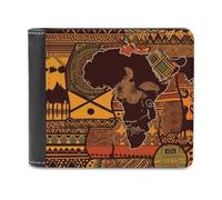 FekiLoot African Map Ethnic Pattern Leather Wallet for Women&Men Billfold Purse Credit Card Holder Slim Bifold Wallet Front Pocket Wallets