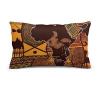 FekiLoot African Map Ethnic Pattern Throw Pillow Covers 8"x12" Decorative Couch Pillow Covers with Hidden Zipper Soft Plush Pillowcase Lumbar Pillows Cover for Living Room Couch Bed Home Decor