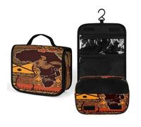 FekiLoot African Map Ethnic Pattern Wash Bag Cute Hanging Toiletry Bag Large Capacity Medicine Bags Portable Organized Pockets for Makeup Organizer for Travel Essentials