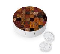 FekiLoot African Style Patchwork Contact Lens Cases, Cute Contact Lenses Lens Box Set Outdoor Mini Contact Lens Soak Storage Kit with Mirror Daily Vision Care And Outdoor Use