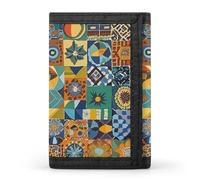 FekiLoot African Style Patchwork Wallet Men's Trifold Wallet Extra Capacity Credit Card Holder Cards Purse Front Pocket
