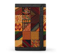 FekiLoot African Style Patchwork Wallet Portable Tri Fold Wallet with Zipper Coin Purse for Women Credit Car