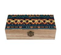 FekiLoot African Tribal Ethnic Texture Wooden Keepsake Box Decorative Wood Storage Organizer with Hinged Lid Large Handmade Boxes Wedding Memory Treasure Box for Jewelry Photos Stamps Crafts