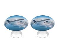 FekiLoot Air Plane Sky Cabinet Knobs Kitchen Cabinet Handles Round Closet Handles Stainless Steel Drawer Pulls for Closet Dresser Wardrobe Cupboard Furniture 2 Pack