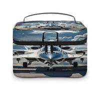 FekiLoot Aircraft Fighter Jets Makeup Bag Large Capacity Travel Cosmetic Bag Lightweight Hand-held Toiletry Bags Portable Cosmetic Pouch Cute Make Up Pouch for Women