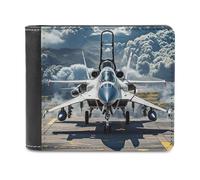 FekiLoot Aircraft Fighter Jets Wallet Large Capacity Slim Bifold Wallet with Multiple Card Slots PU Leather Men Purse