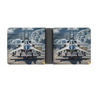 FekiLoot Aircraft Fighter Jets Wallet Slim PU Bifold Design Wallet with Multiple Card Slots Wallets Extra Capacity Pocket Wallets