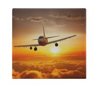 FekiLoot Aircraft Plane at Sunset Seat Cushion Memory Foam Upholstery Chair Cushion with Removable Cover Square Large Pillows Seating Floor Support Pillow for Car Office Kitchen Couch