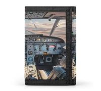 FekiLoot Airplane Cockpit Men's Wallet Extra Capacity Trifold Wallet Thin & Stylish Trifold Card Holder with ID Window