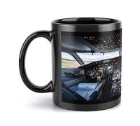 FekiLoot Airplane Cockpit Mug Personalized Large Ceramic Coffee Mug with Handle Travel Tea Cups for Latte Mugs Gifts Party Cup Daily Office And Home Use 11 OZ/330 ML (Black)