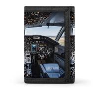 FekiLoot Airplane Cockpit Wallet Portable Tri Fold Wallet with Zipper Coin Purse for Women Credit Car