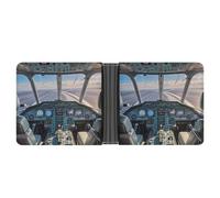 FekiLoot Airplane Cockpit Wallet Slim PU Bifold Design Wallet with Multiple Card Slots Wallets Extra Capacity Pocket Wallets