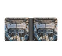 FekiLoot Airplane Cockpit Wallet Slim PU Bifold Design Wallet with Multiple Card Slots Wallets Extra Capacity Pocket Wallets