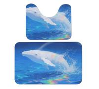 FekiLoot Albino Humpback Whale Bath Rug Mat 2 Piece Set 19.7"x31.5" Super Absorbent Bathroom Rugs with U Shaped Contour Bathroom Mat Washable Bath Mats, Non-Slip Backing for Toilet Rug