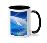 FekiLoot Albino Humpback Whale Coffee Mug 12oz Ceramic Coffee Cup with Handle Novelty Color Mugs Tea Cup for Home, Office & Cafe Use, Microwave & Dishwasher Safe