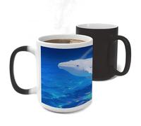 FekiLoot Albino Humpback Whale Color Changing Mugs Heat Sensitive Coffee Mug 11 Oz Novelty Ceramic Cup with Handle Magic Cups Temperature Changing Coffee Tumblers for Women Men Funny Gifts