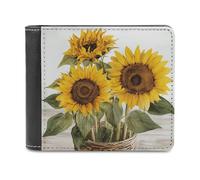 FekiLoot Alluring Sunflowers Summer PU Leather Wallet Bifold Wallet Front Pocket Wallets Fashion Purse Slim Billfold Credit Card Holder