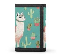 FekiLoot Alpaca Cactus Wallet for Men Slim Minimalist Trifold Wallet with ID Window And Credit Card Holder