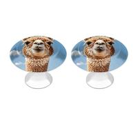 FekiLoot Alpaca Llama Cabinet Knobs for Kitchen Ornament, Round Zinc Decorative Drawer Pulls for Cabinets Trendy, Dresser Drawers Pulls Bathroom Dresser Knob with Screw