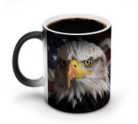 FekiLoot America Flag Color Changing Mug Heat Changing Mug Ceramic Mug Heat Reactive Black Mug Tea Cup Message Appears As It Heats Birthday Holiday Gift for Family Friend